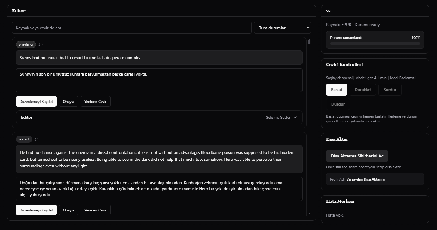 Novel Translator Editör Ekranı